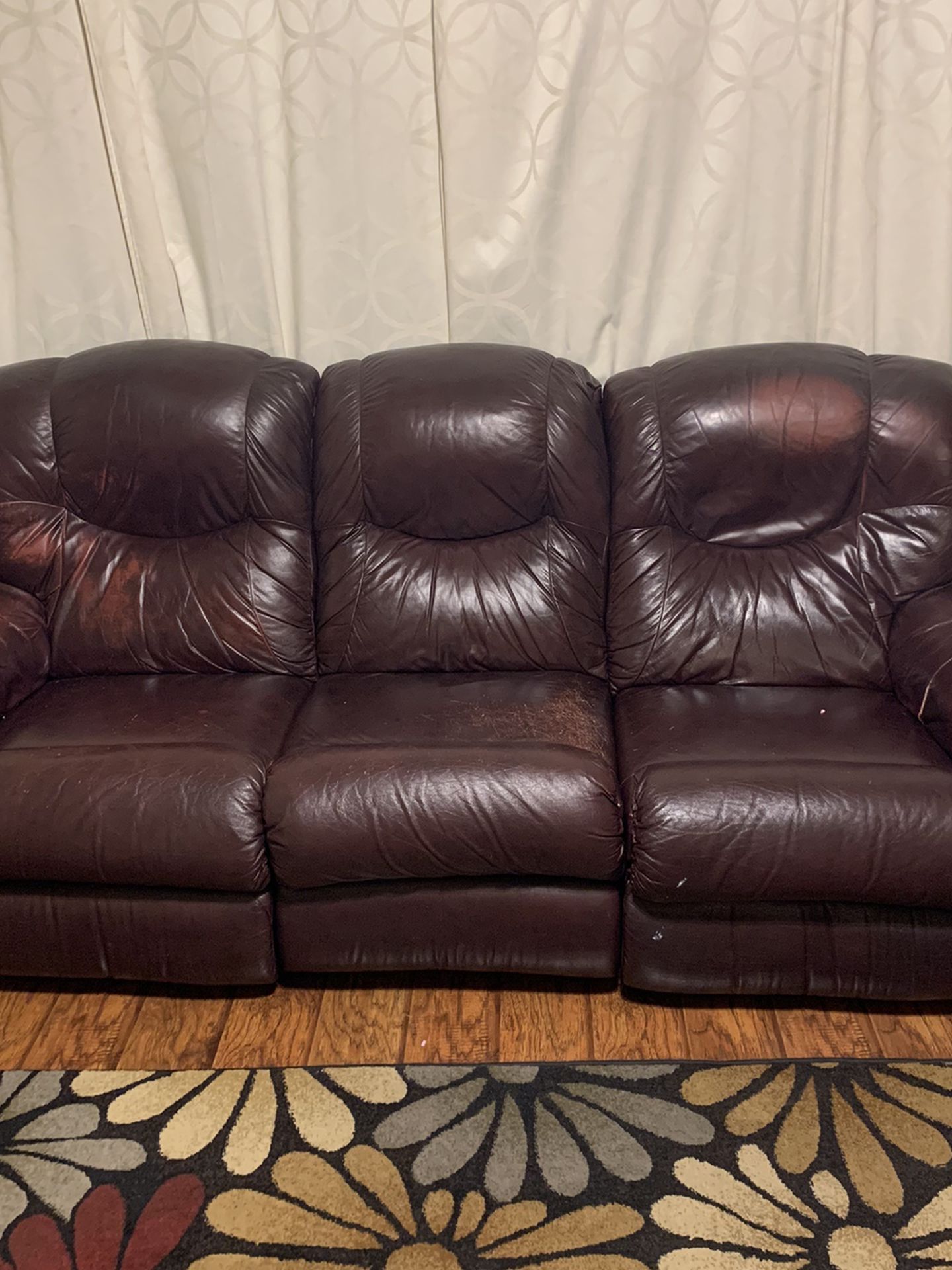 La z Boy Brown Leather Reclining Sofa