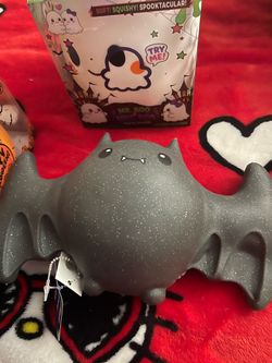 Gray Glitter Bat Squishy Toy with Tag