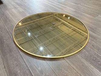 #FD022304 38.19 in. W x 38.19 in. H Round Metal Frame Gold Decorative Wall Hanging Mirror