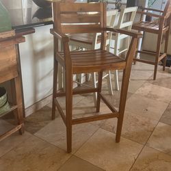 2 Barstools, Wood, Indoor, Outdoor.