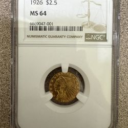 1926 $2.50 Gold Coin MS64