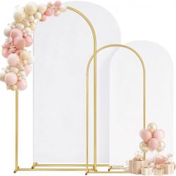 Toolterritary Metal Arch Backdrop Stand and Cover Set of 2, Sturdy 7.2FT, 6FT Party Backdrop Set