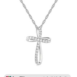 Timeless Sterling Silver & Diamond Cross 18" Necklace 