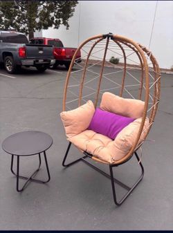 New Outdoor Patio Indoor Wicker Egg Chair With Table