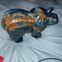 Blue Onyx Carved Bear For Healing And Protection