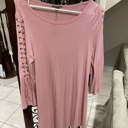 Express Long Sleeve Casual Pink Dress 