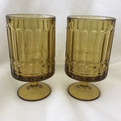 Vintage Golden Honey Colored Stem Glasses