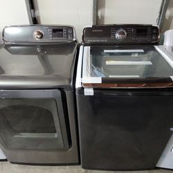 New Samsung ActiveWash Large Capacity Top Load Washer And Used Gas Dryer Set 