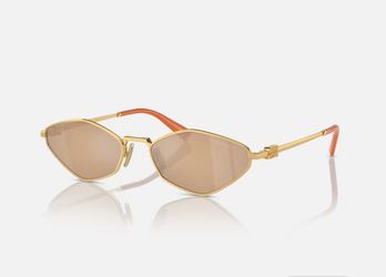 Miu Miu Cat-Eye Sunglasses Gold Frame orange mirror