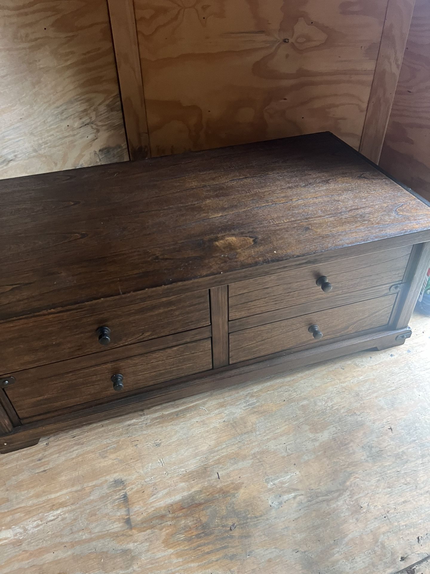 Heavy wood coffee table and side tables