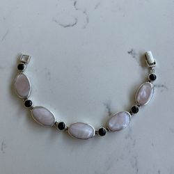 925 Silver Bracelet, Mother of Pearl, onyx