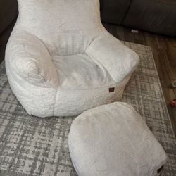 Beautiful faux fur bean bag chair and ottoman