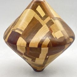 Signed Segmented Wooden Bowl by H. Paetau – Handcrafted Art Wood Vessel – 11 x 9 in