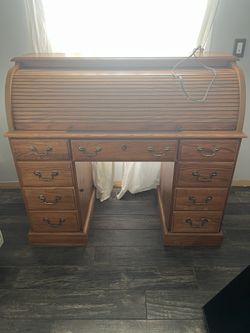 Roll Top Oak Desk