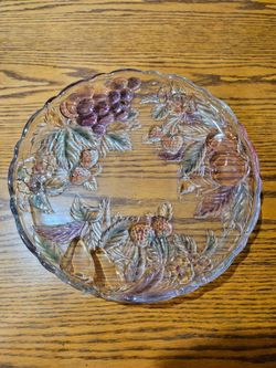 Vintage Mikasa Garden Fruit Pattern Glass Serving Platter