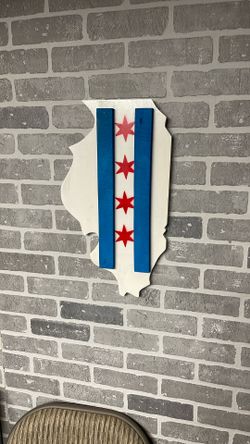 Illinois Wood Art Chicago Flag