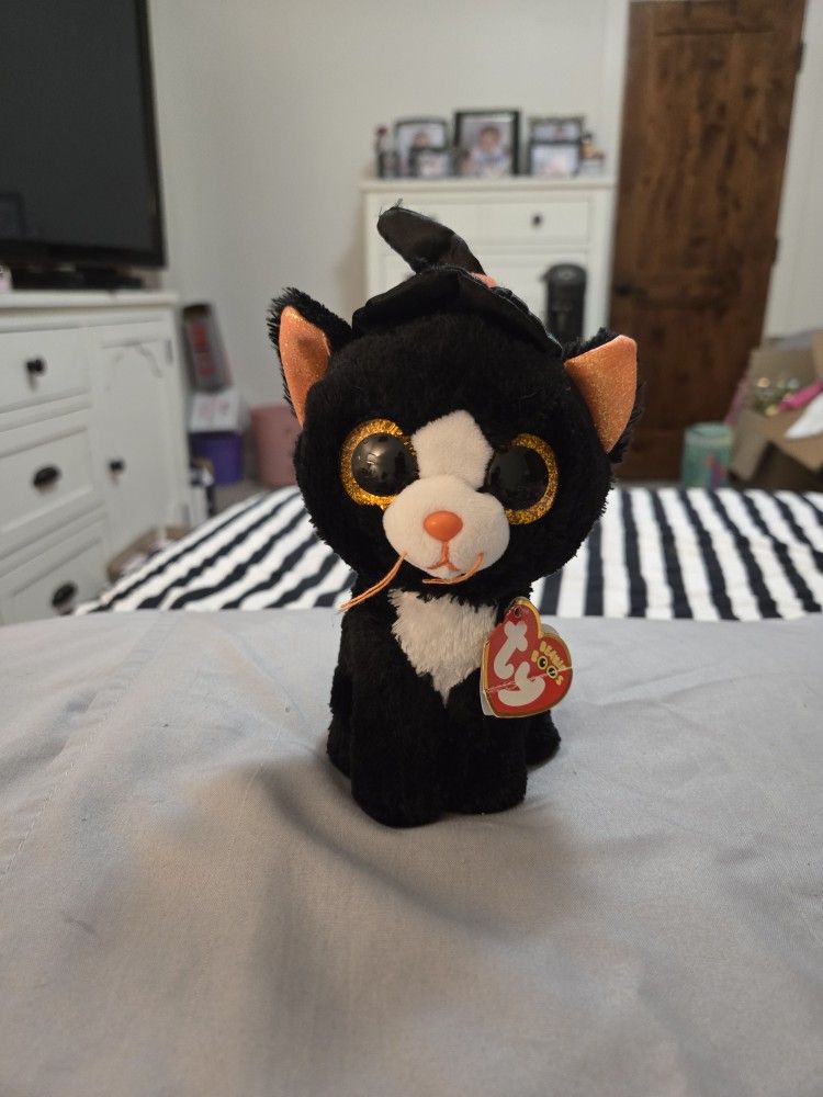 New. Type. Beanie Boos. Witchie. Black Cat With Witches Hat.