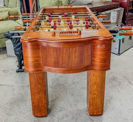 Halex Foosball table Hard Oak Wood Table Beautiful piano design. MAN CAVE lots of fun