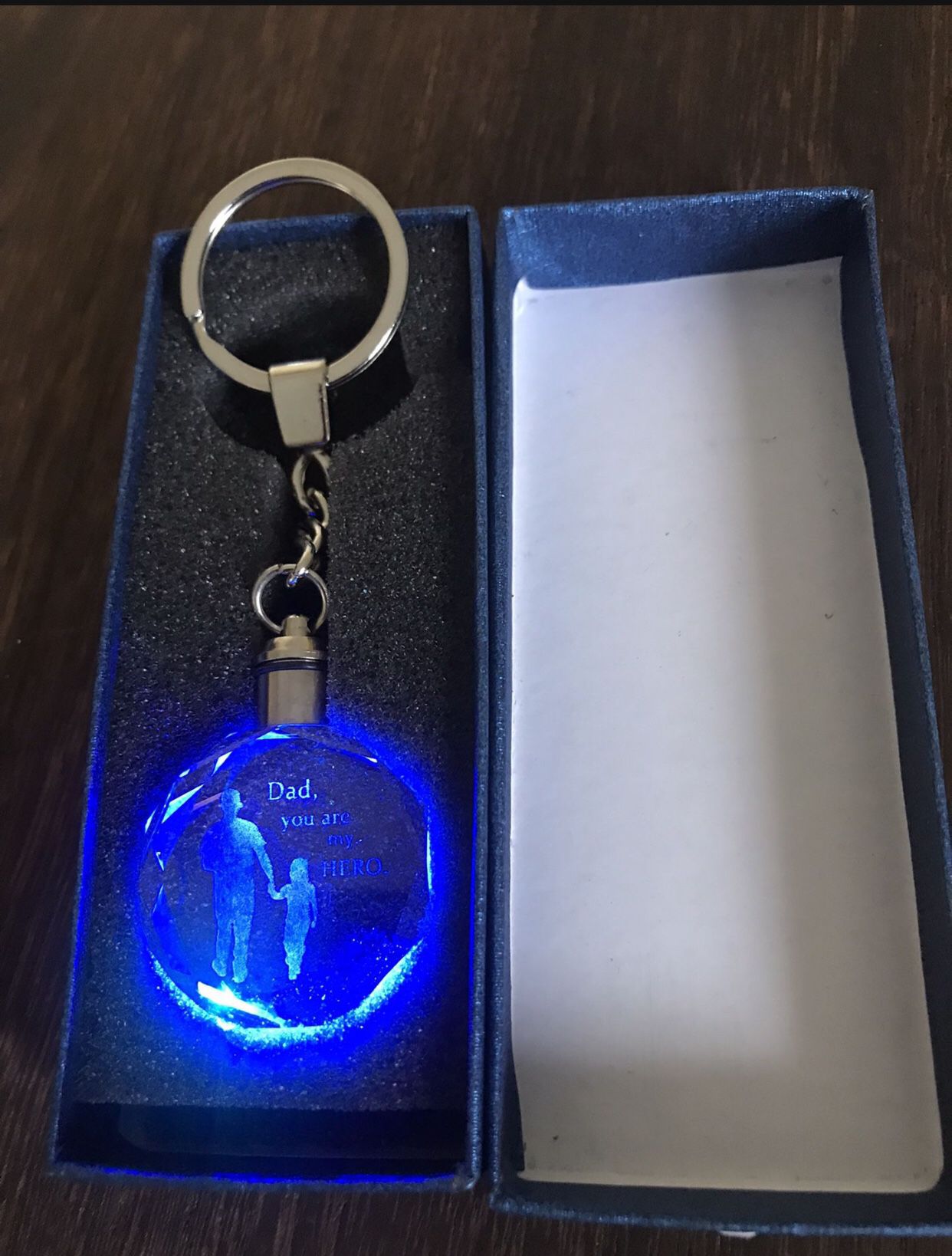 Light Up Dad Keychain, Etched Glass 