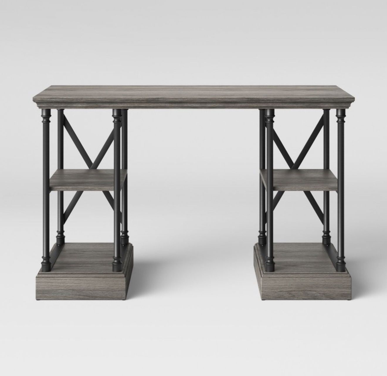 Conway Wood Writing Desk With Storage Gray - Threshold