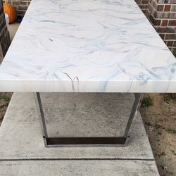 White Faux Marble Table