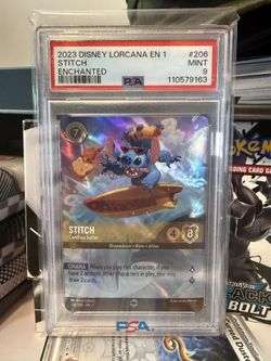 Disney Lorcana PSA 9 First Chapter Stitch Easy Surfer Enchanted 