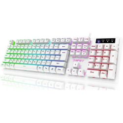 NPET K10 Gaming Keyboard USB Wired Floating Keyboard, Quiet Ergonomic
