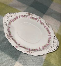 Vintage pink floral plate