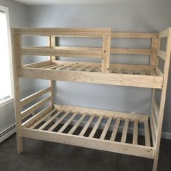 Simple Natural Wood Color Bunk Bed 