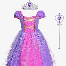 Girl's Dress Up Dress With Accessories Rapunzel