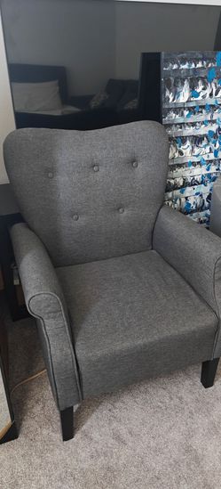 Gray Tufted Upholstered Accent Armchair