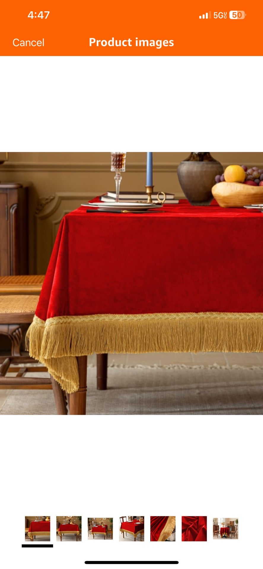 Red Tablecloth Thickset Velvet Tablecloth with Beautiful Gold Tassels Vintage Table Cloth for Home Decor Wedding, Party, Banquet and Events 67x120-Inc