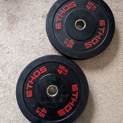 Pair of 45 Lb Bumper Plates Ethos Brand 