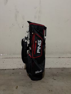 PING Hoofer Monsoon Waterproof Golf Stand Bag, Black/Red