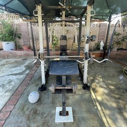 Cable Smith Machine With Barbell And Weight Ball