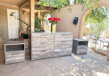 Modern dresser + nightstands set
