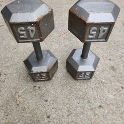 Pair Of 45 Lb Dumbells