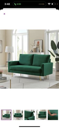 62.5" Upholstered Sofa Green