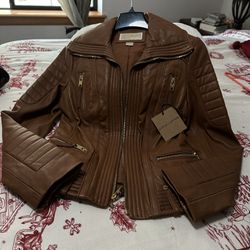 Michael Kors Leather Jacket Brown 