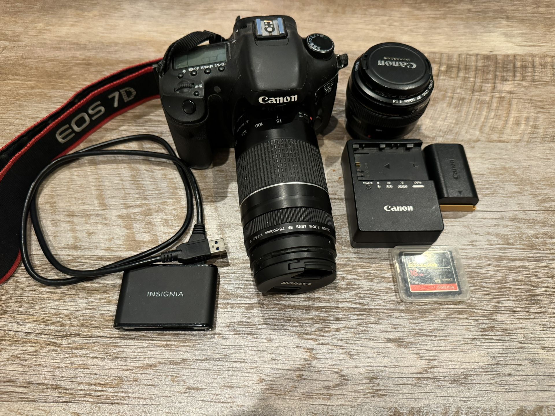 Canon DSLR 7D with (2) EF Lens 75 x 300 1:4-5.6 and Prime 50mm 1.4