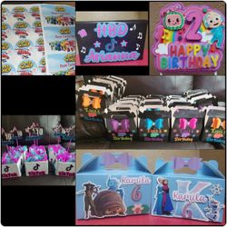 Party Centerpieces, Stickers, Candy Boxes, and more!