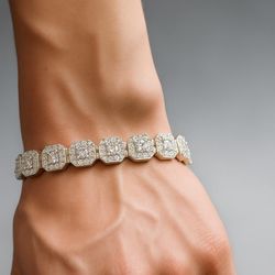 Hexagon Moissanite Bracelet – 925 Sterling Silver | GRA Certified