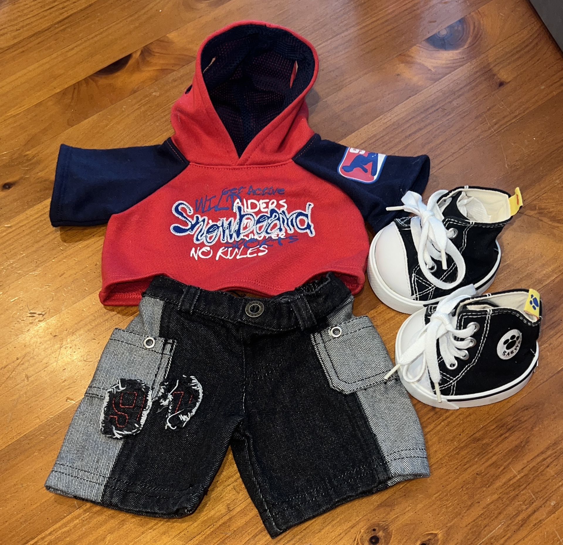 Build A Bear Snow Board Outfit With Black High Tops