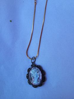 Cameo Pendant Necklace with Gold Chain