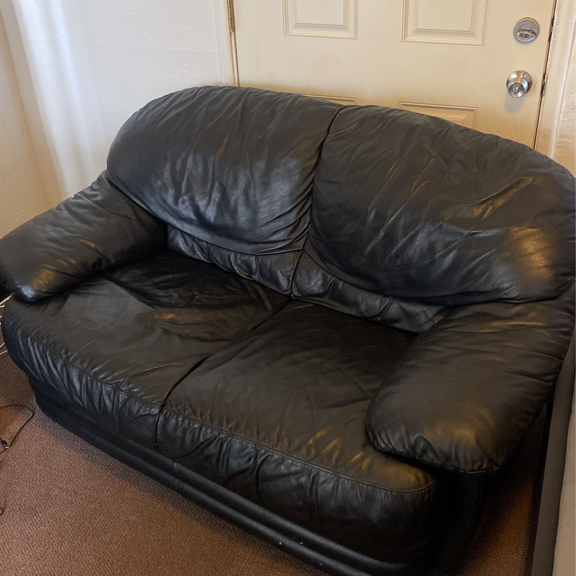 Black Leather Mini Couch