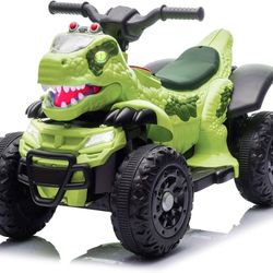 Bluefun Dinosaur Electric Ride On ATV 4 Wheeler for Kids,12V ATV Electric Car with Music,Bluetooth & LED Lights,Birthday Gift for Ages 3 (Green)