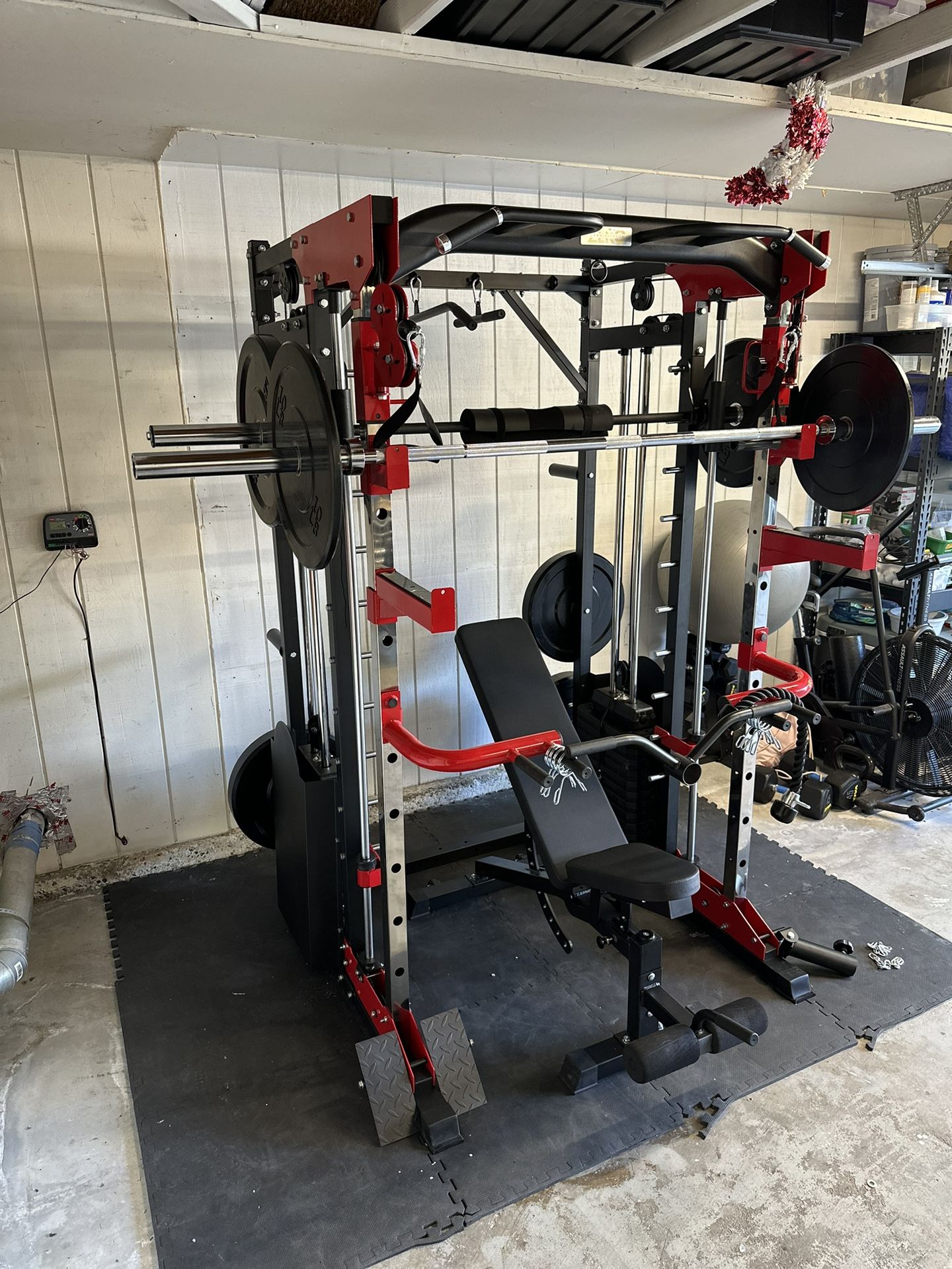 Smith Machine 200 Adjustable Bench 245lb Cast Iron Olympic Weights