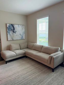 Modern L-Shaped Fabric Sectional Sofa with Chaise