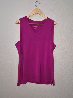 Soft Surroundings Women's V-Neck Tank Top Size: Large Pink Sleeveless
