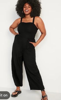 Old Navy Sleeveless Linen-Blend Wide-Leg Jumpsuit  Lg